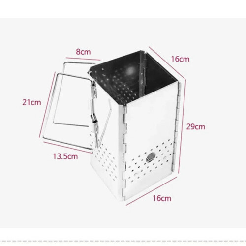 Portable Charcoal Starter & Folding BBQ Grill Stainless Steel Silver 2