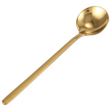 12Pcs Round Shape Coffee Spoon Stainless Steel Teaspoons Sugar Dessert Spoon Ice Cream Soup Spoon Kitchen(Gold)