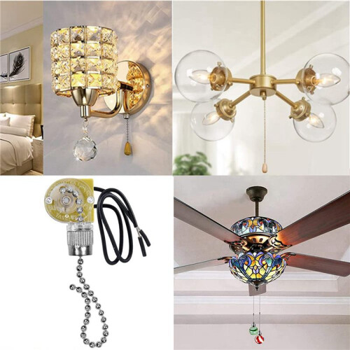 Ceiling Fan Light  Zing Ear ZE-109 Two-Wire Light  with Pull Cords for Ceiling Light Fans Lamps 4Pcs Silver 2