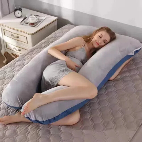 U-Shaped Pregnancy Pillow Pure Cotton Cushion Grey 2
