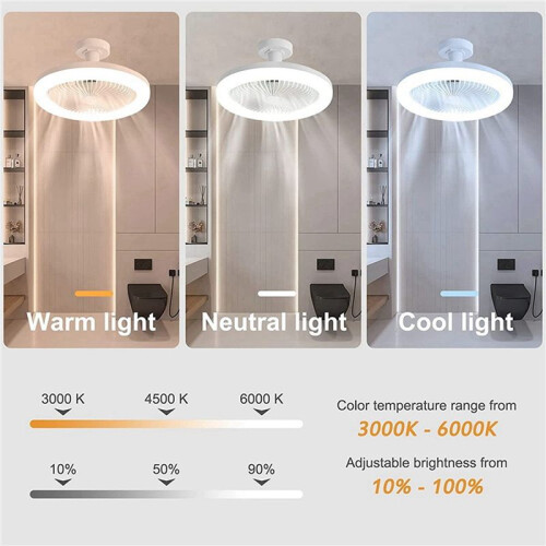 2X Ceiling Fans with Remote Control and Light Lamp Fan E27 Converter Base  Silent Ceiling Fans