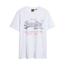 Camiseta Superdry Heritage masculina branca em algodão - gola redonda, mangas curtas