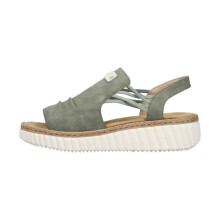Rieker 69262-52 Sandali donna slingback verde con zeppa 40 mm