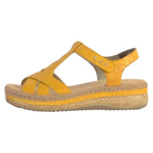 Sandali con zeppa in pelle Rieker Massa - Giallo