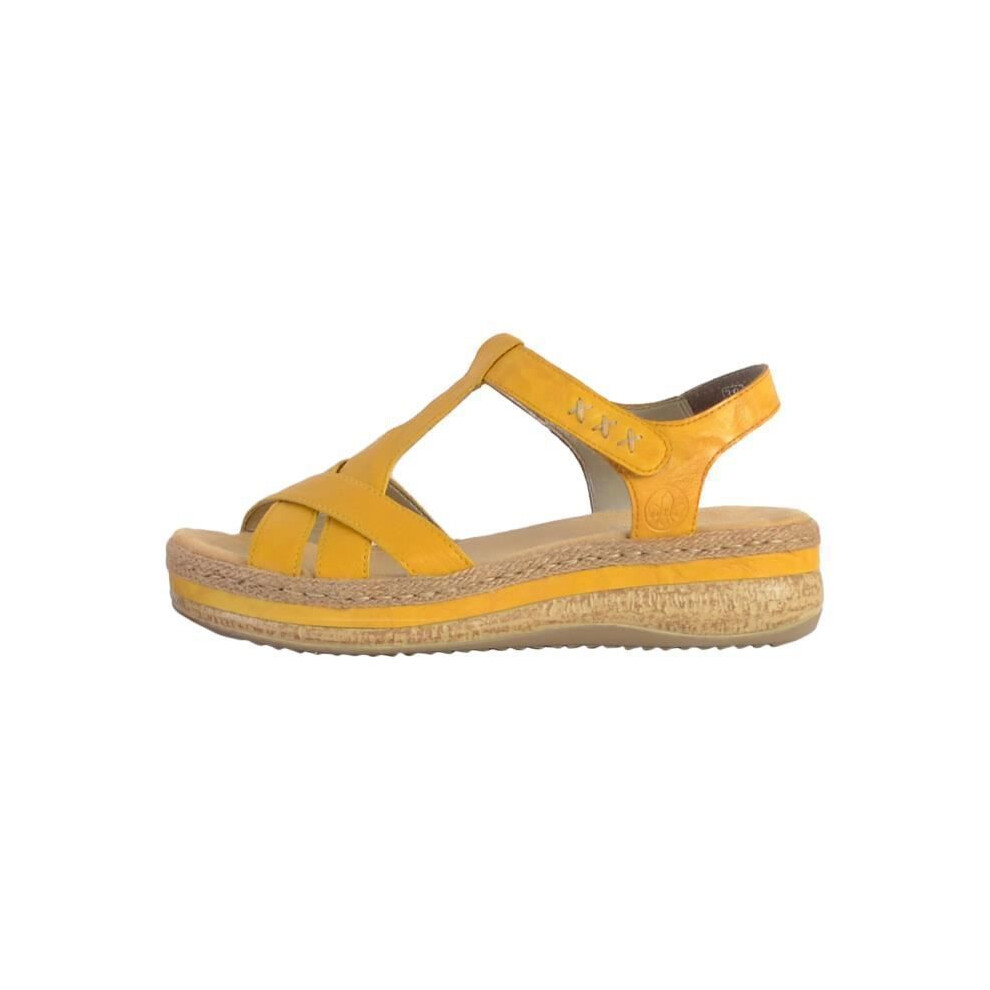 Sandali Con Zeppa In Pelle Rieker Massa - Giallo