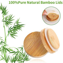 Wooden Jar Lids, 16 Pcs Bamboo Wooden Storage Lids Regular Mouth, Reusable Wooden Lids for Jars 70mm