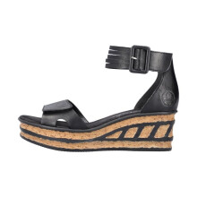 RIEKER Sandali donna con zeppa 5 cm neri - cinturino con fibbia, suola sintetica