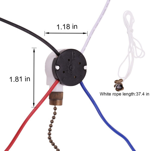 3X Ceiling Fan  Kit 3 Speed 4 Wire, Fan Zipper Speed Control , ZE-208S Pull Wire  with Rope Bronze 2