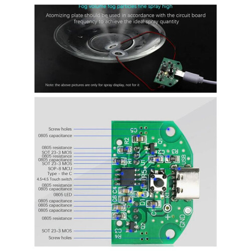 2X Module D'Atomisation à Double PulvéRisation, Humidificateur USB, Circuit Imprimé D'Atomisation, ÉQuipement ExpéRimental Ultrasonique