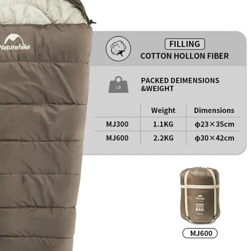 Mummy Sleeping Bag Lightweight Polyester Fill Brown 1