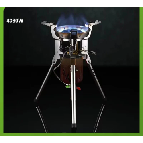 Adjustable Height Outdoor Gas Stove Foldable Windproof Burner Silver 1