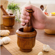 HolzmöRser und StößEl-Set, MöRser und StößEl Aus Holz, HolzmöRser, StößEl, MahlschüSsel-Set, Knoblauch-Zerkleinerungstopf, KüChenwerkzeug