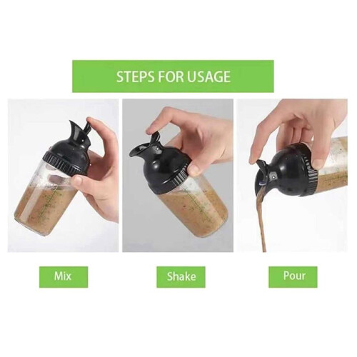 2X Easy Grips Salad Dressing Shaker Dispenser Leakproof Container Bottle Universal Sauces Mixer with Scales A 1