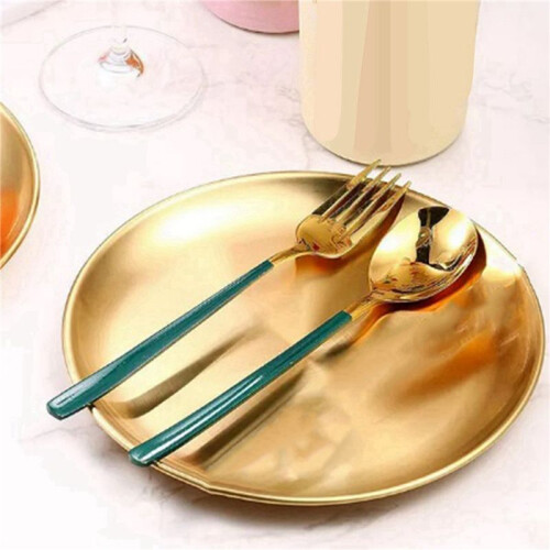 2X Stainless Steel Round Plate Camping Dishes Rust-Proof Stackable Food Serving Plate 30cm 2