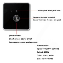 2X Wifi Fan 5 Speed Control EU Ceiling Fan Rotary/Knob Switches Tuya Remote for Alexa Home(Black)