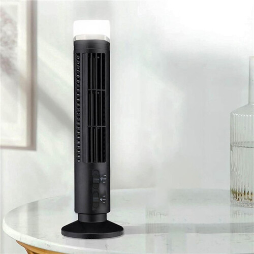 2X Portable Air Cooler Fan,Streamlined Tower Fan with LED,Powerful Wind,Space-Saving, USB Interface Black 1