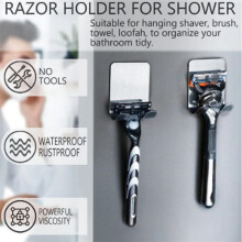 Stainless Steel Shaver Hook Stand Self Adhesive Hanger Heavy Duty Utility Storage Hook Bathroom Organizer Silver