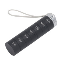 Organizer portapillole impermeabile in lega di alluminio per viaggi di 7 giorni, 15,2x3,8x3,8cm, nero