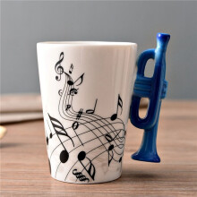 2X 240 Ml, Kreative Musik-Keramikbecher, Niedliche Kaffee-Tee-Milch-Tassen und Tassen mit Griff, Neuheitsgeschenke, Trompete