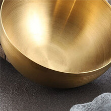 4X Large Capacity Stainless Steel Salad Bowls Korean Soup Rice Noodle Ramen Bowl Kitchen Food Container,Gold,20X9CM