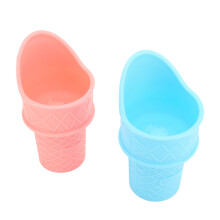 2 Stück PP Eiscreme-Kegel-Portionsbecher, wiederverwendbare gefrorene Süßigkeiten, Pink & Blau