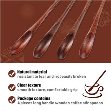 Wood Iced Tea Spoons Small Stirring Spoon Long Handle Cocktail Spoons Wood Wooden Coffee Mixing Spoons 40 Pieces