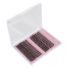 144 Clusters Schrägwimpernextensions Kit 10-16mm Schwarz mit 8ml Flüssigkeit & Pinzette