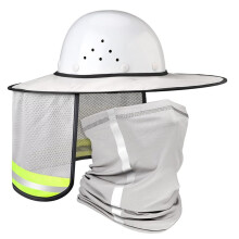 2 Pcs Sun Hard Hat Neck Protection High Visibility Full Brim Mesh Sun Protection and Neck Gaiter Bandana Face Scarf B
