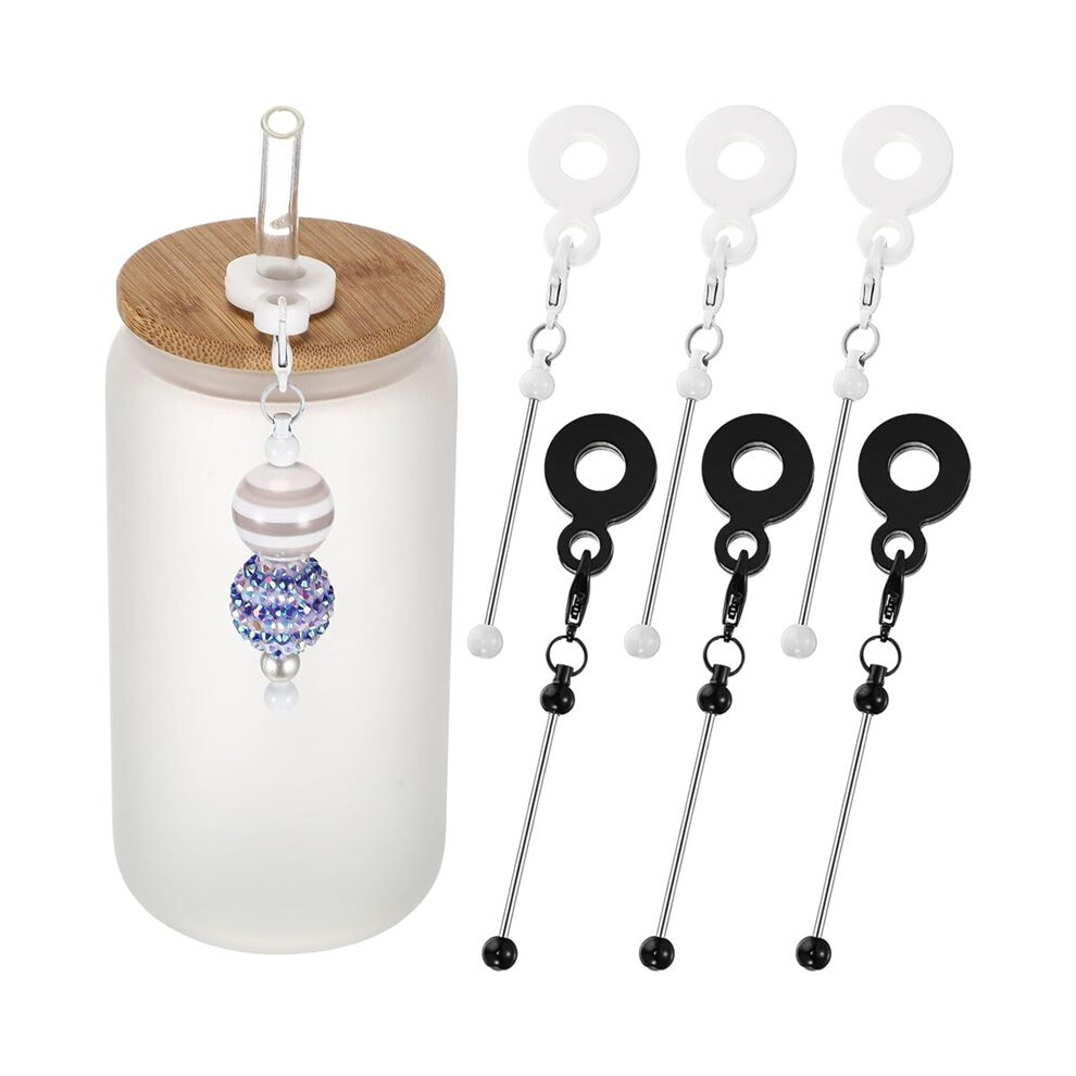 Tlily 12Pcs Beadable Cup Charm Tumbler Straw Charm Blank Bar Compatible,Fits Standard Straws Jewelry Gift Making Blank B