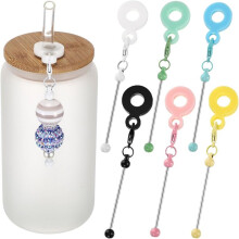 12Pcs Beadable Cup Charm Tumbler Straw Charm Blank Bar Compatible,Fits Standard Straws Jewelry Gift Making Blank A