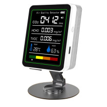 Formaldehyde-Monitor Kooldioxidedetector TVOC-Detector Temperatuur en Vochtigheid CO 2 Luchtkwaliteitsmonitor Wit