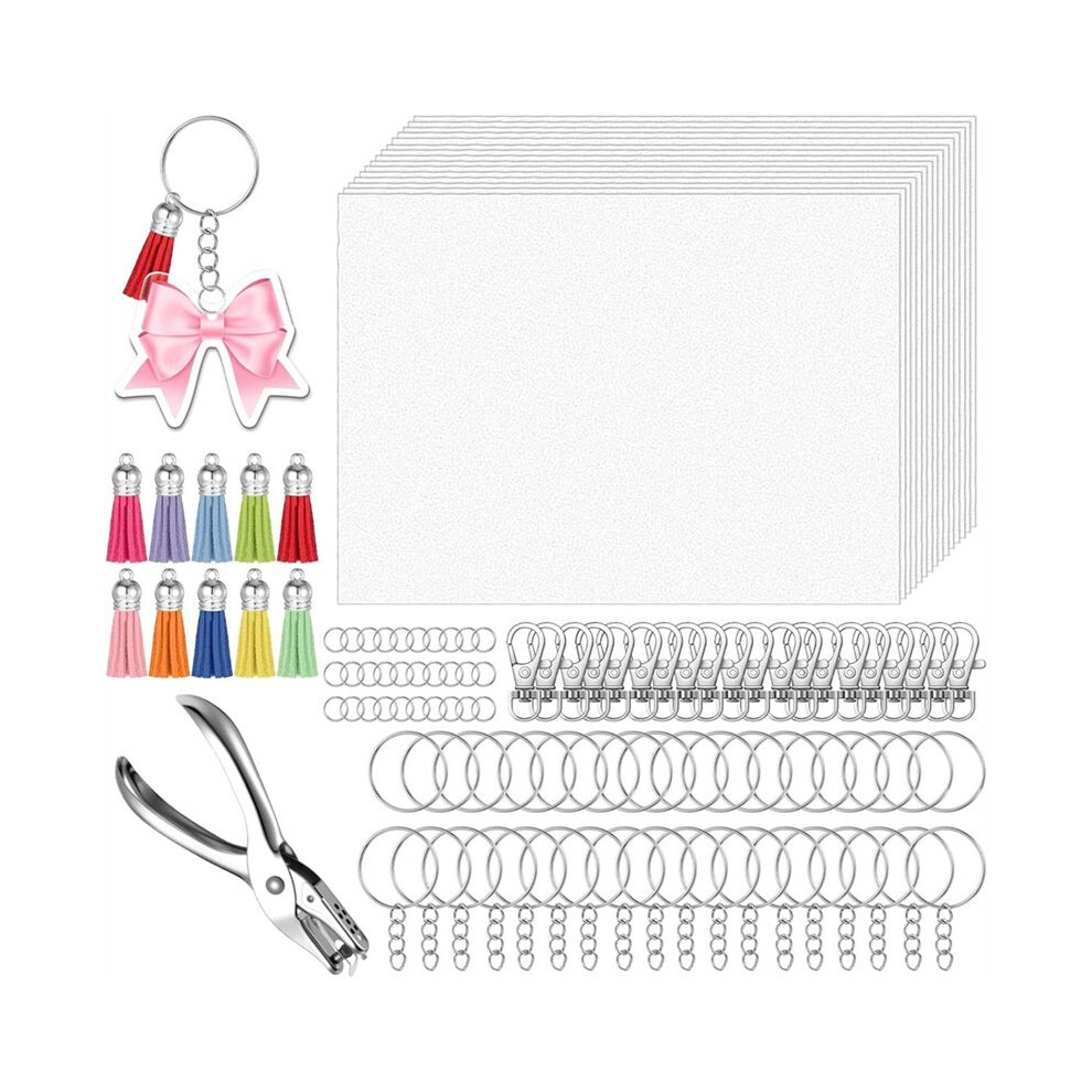 191Pcs Shrinky Plastic Sheets Kit Shrink Paper-Keychain Set Shrinky-Dink Sheets With Chain, Hole Punch For Marking 6132050830185