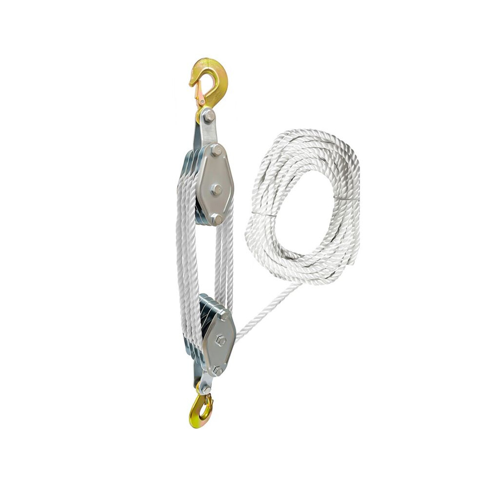 Block And Tackle Pulley System Rope Pulley Hoist With 6:1 Lifting Power 2200 Lbs Breaking Strength Heavy Duty Pulley 6133053098374