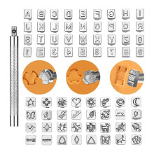 72 Pieces PU Stamping Tools Kit, PU Assorted Shape Saddle Making Stamp Punch Set, PU Stamps Punch Tools