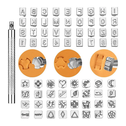 72 Pieces PU Stamping Tools Kit, PU Assorted Shape Saddle Making Stamp Punch Set, PU Stamps Punch Tools