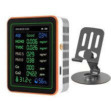 Luchtkwaliteitsdetector 12-in-1 Luchtkwaliteitstester Temperatuur-Vochtigheidsmeter CO/CO2/HCHO/TVOC/AQI/PM2.5/PM10 Wit