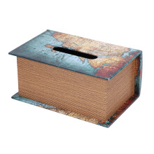 Holz-Taschentuchbox im Buchstil mit PU-Leder, große Kapazität, grün