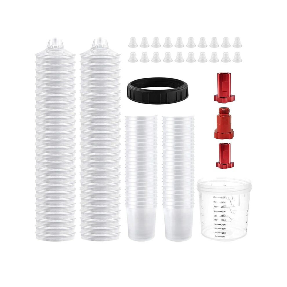 Disposable Paint Cups For Automotive Paint, Hvlp Paint Mixing Cups 20 Ounce (600Ml) Kit With Cups And Lids System 6032964854225