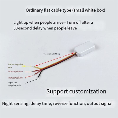 DC3-24V  Penetrable Microwave  Motion Sensor  - Auto Light /Off, 30s Delay, for Closet, Corridor Black 2