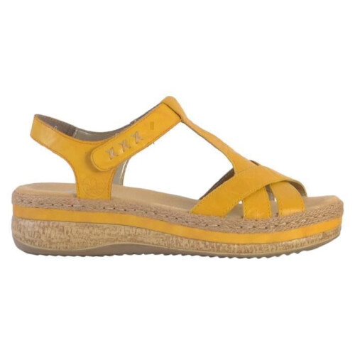 Rieker Sandale Compensée Cuir Rieker Massa - Jaune 1