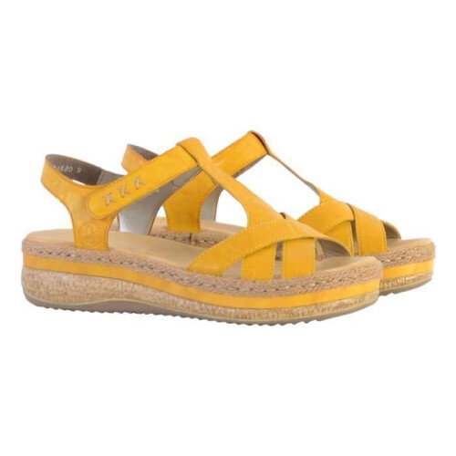 Rieker Sandale Compensée Cuir Rieker Massa - Jaune 2