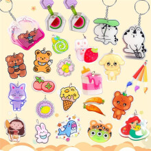 144-Teiliges Bedruckbares Shrinkydink-Blatt-Set - mit 14 Blättern, 30 Schlüsselanhängern und 100 Ringen für Diy-Handabdruckkunst für Kinder