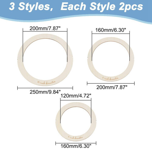 6Pcs Round Macrame Cutting Molds Wooden Macrame Cutting Tool Macrame Wall Hanging Tool Ring Cutting Template 2