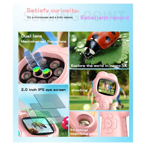 200W  Kids Optical Microscope with Photo and Video Function 500X Observe the Microscopic World Science Children Tool 1