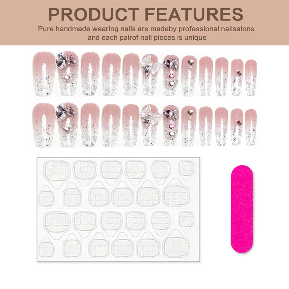 Dachuang Beauty Glitter Pink False Nails - Reusable For Party & Daily