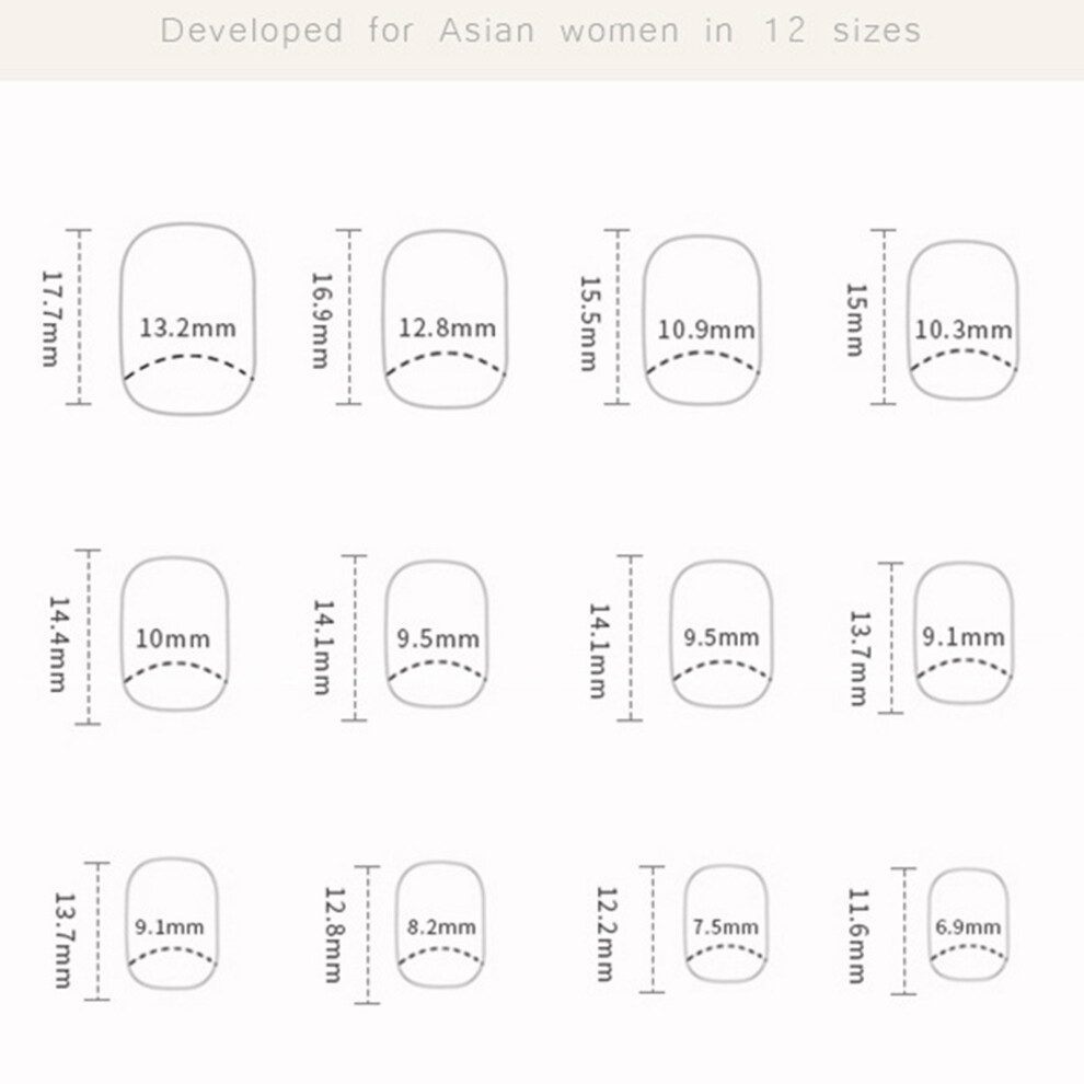 Hue-Grain White Short Square Fake Nails For Women
