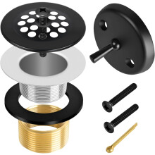 Matzwarte Afvoerset met Hendel voor Badkuip, Universeel Geschikt voor Badkuipafvoeren van 1-1/2 Inch en 1-3/8 Inch, Inclusief Afwerkingsset voor