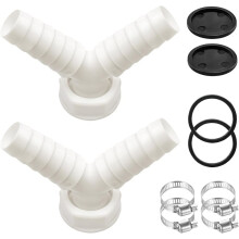 Y-Ablaufadapter 1 Zoll (2er-Pack) für Waschmaschine/Geschirrspüler/Trockner - Doppelanschluss mit Einlassdurchmesser 30 mm