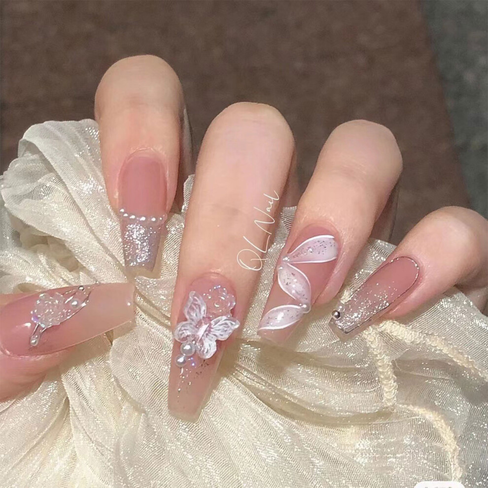 Penghui-Toys (Standard) Shimmering Lace Fake Nails - Chip & Smudge Proof