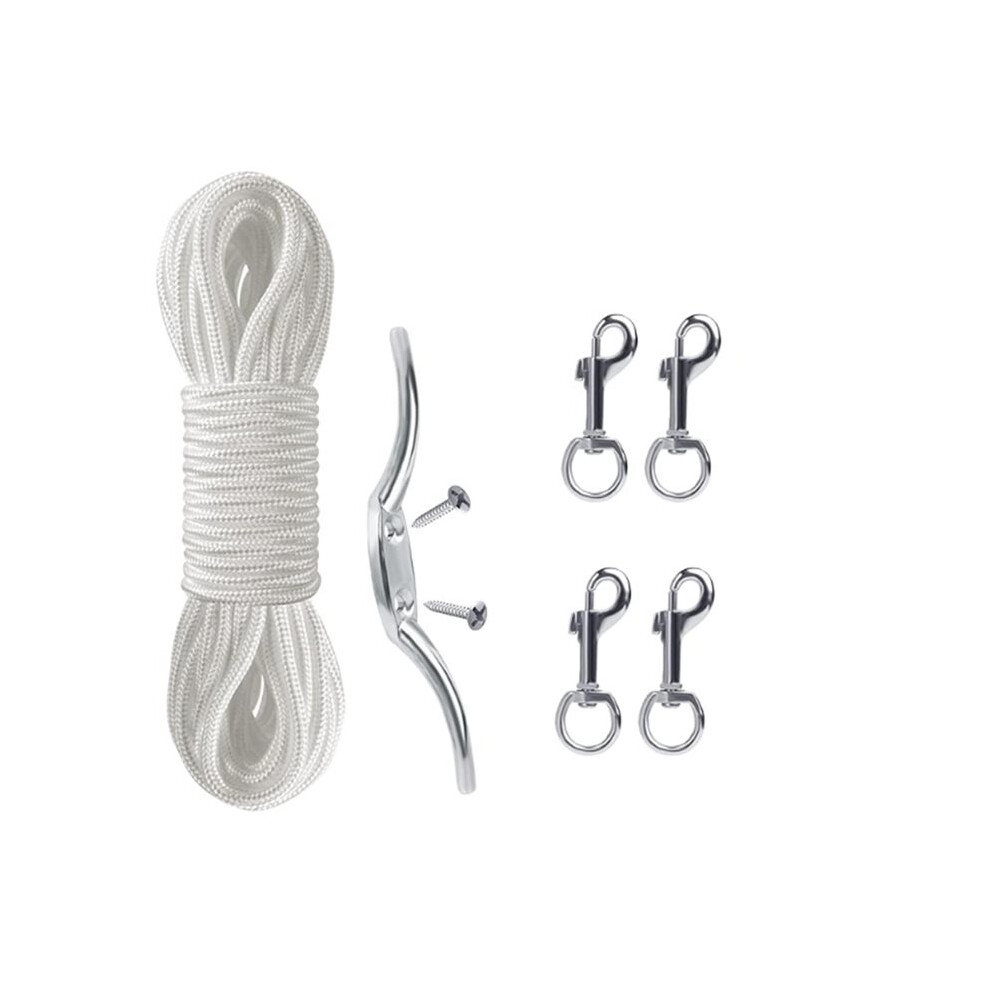Flag Rope And Clips Kit - 50Ft Flag Pole Rope Halyard With Cleat Hook & 4 Pcs Swivel Snap Clips For Flagpoles To 25Ft 4711852842866
